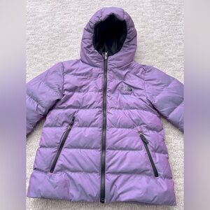 The North Face iridescent purple/black reversible winter jacket